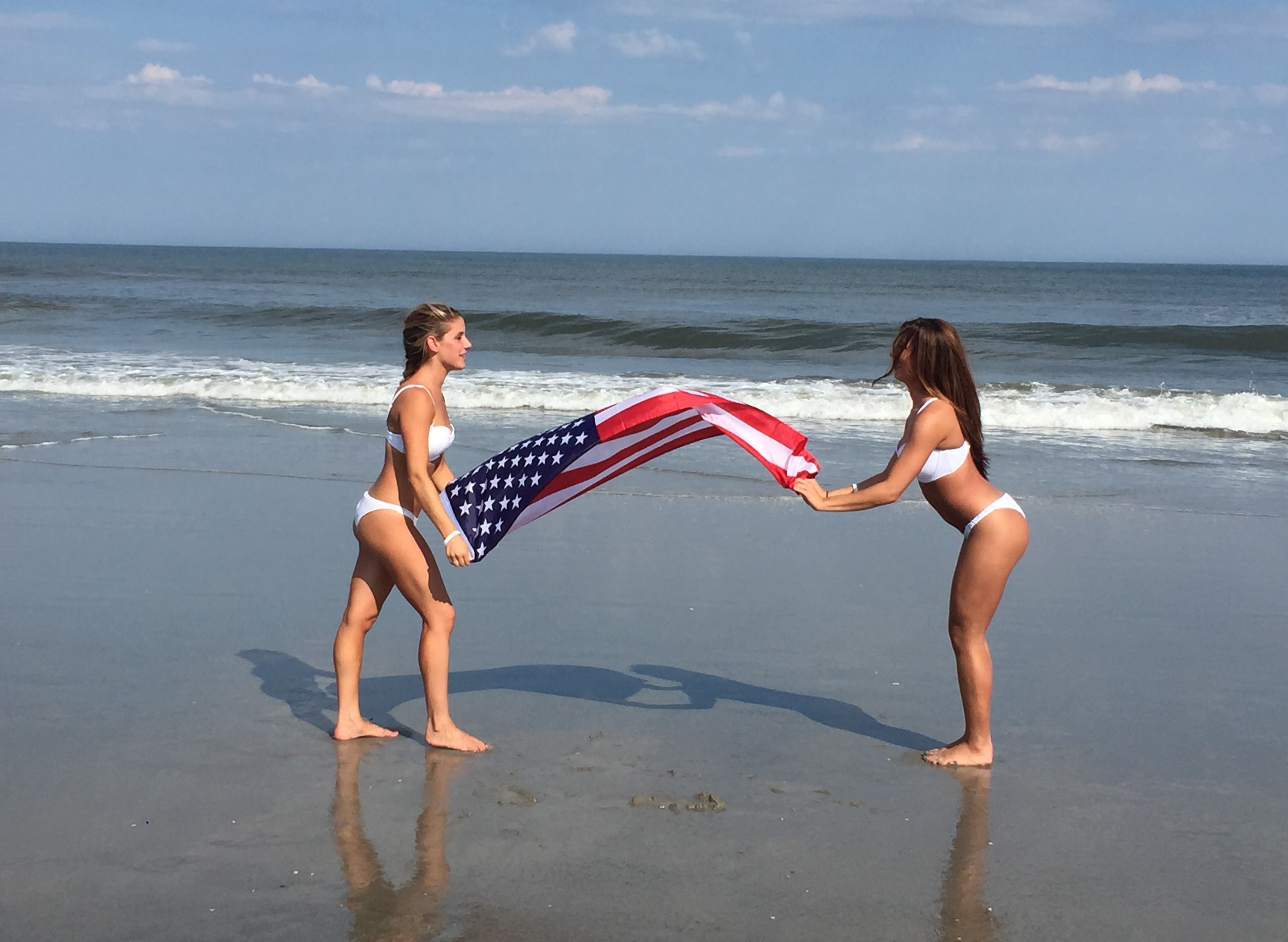All American Girls Noelle and Cat Vea Fitness Girls with Flag
